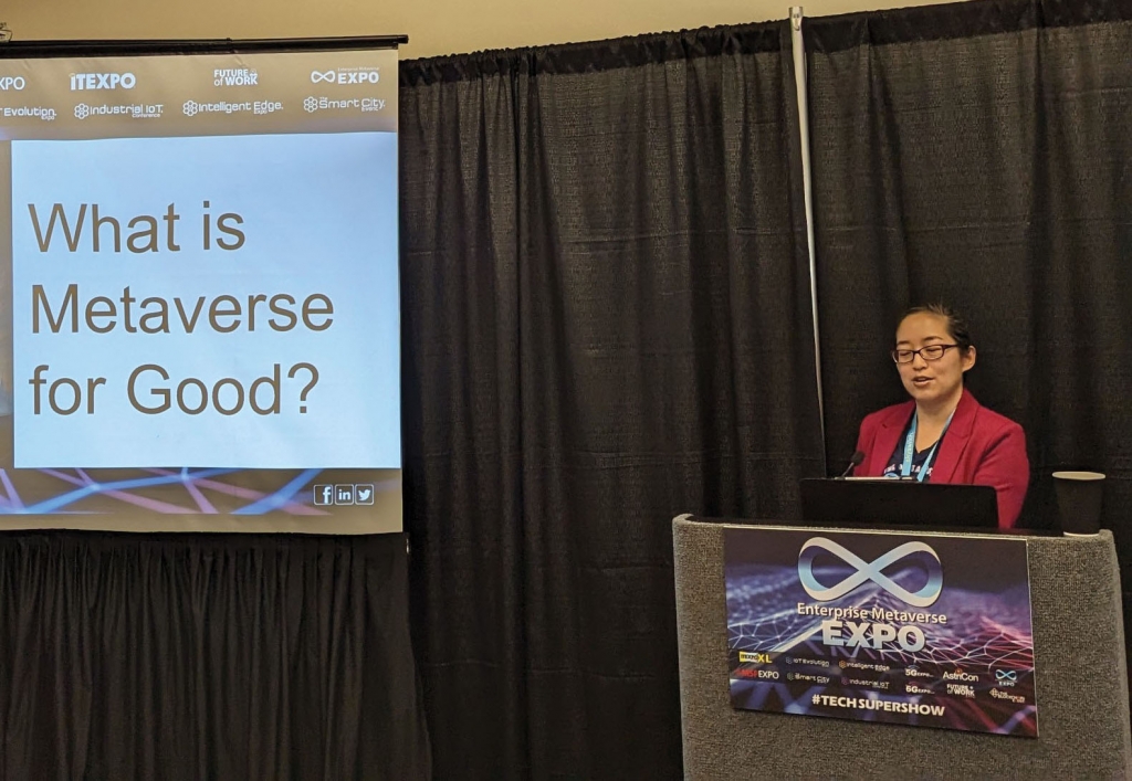 Jennifer Hotai, speaking at ITEXPO for her presentation on “Using Metaverse for Good.”