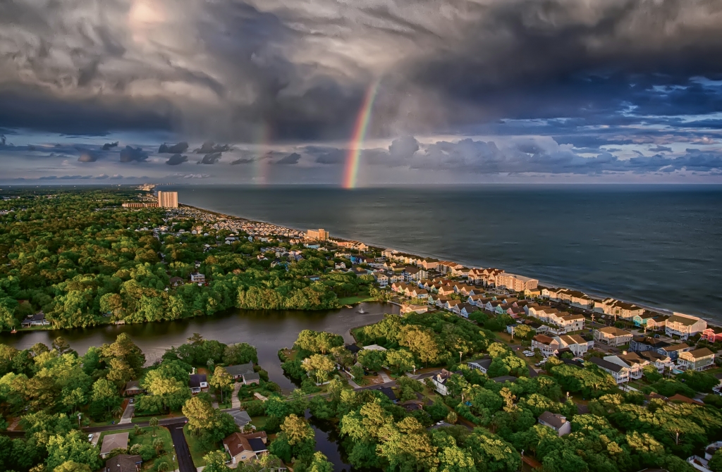 Rainbow in the storm  Photographer: Jon Snyder  Where: Surfside Beach looking north toward Myrtle Beach