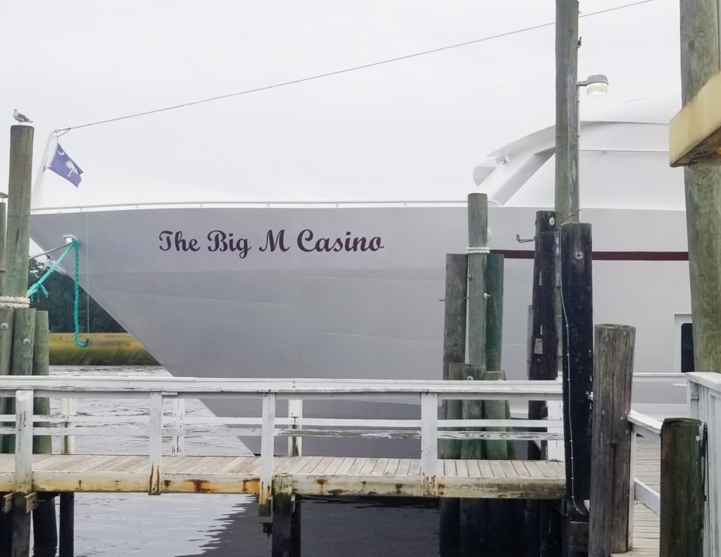 The majestic vessel that is The Big M Casino waits at the dock for its next voyage to begin.