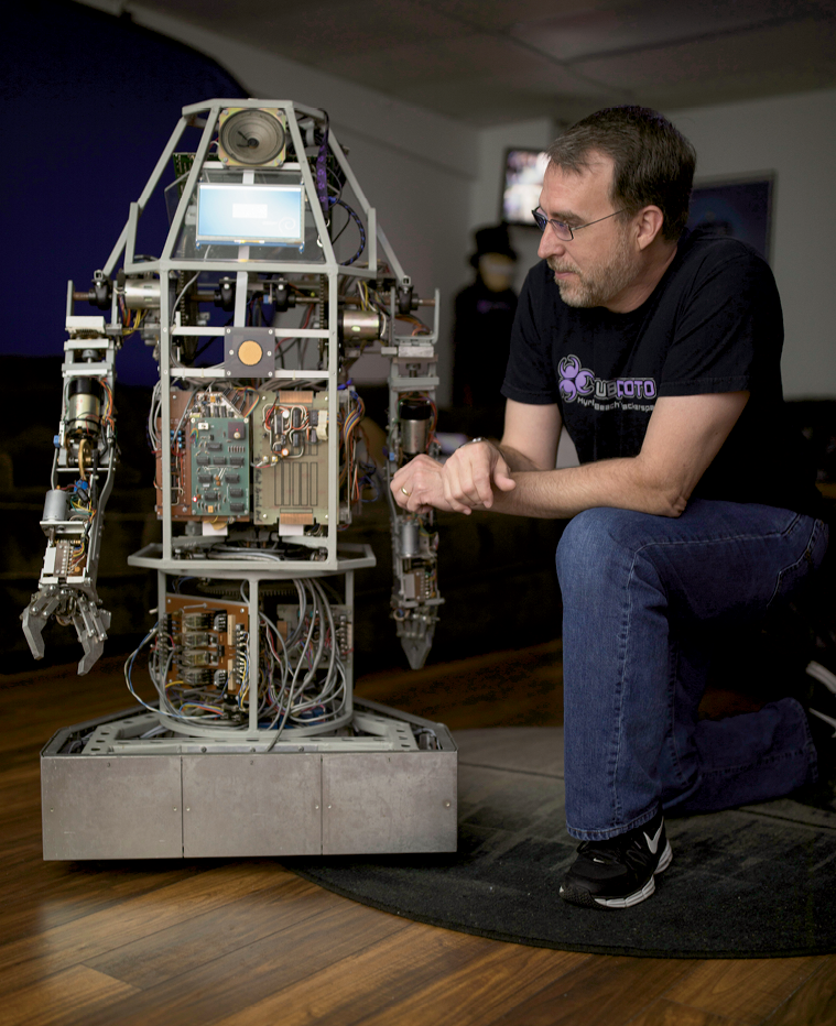 Stewart with Raybot, a work-in-progress by one of Subproto’s members since 1979.
