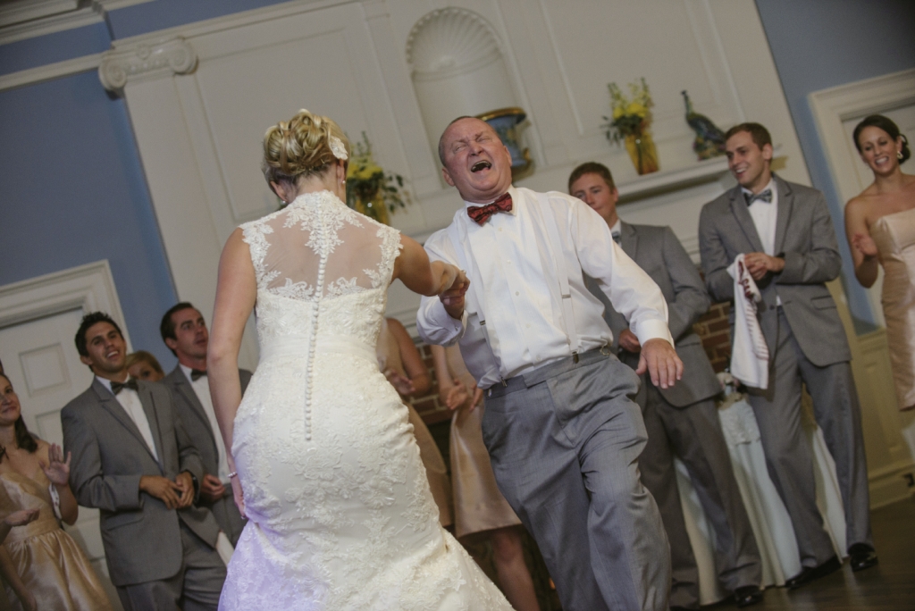 Let’s Dance: Bride and groom cut a rug with reception revelry that included a towel-waving salute to their South Carolina Gamecocks.