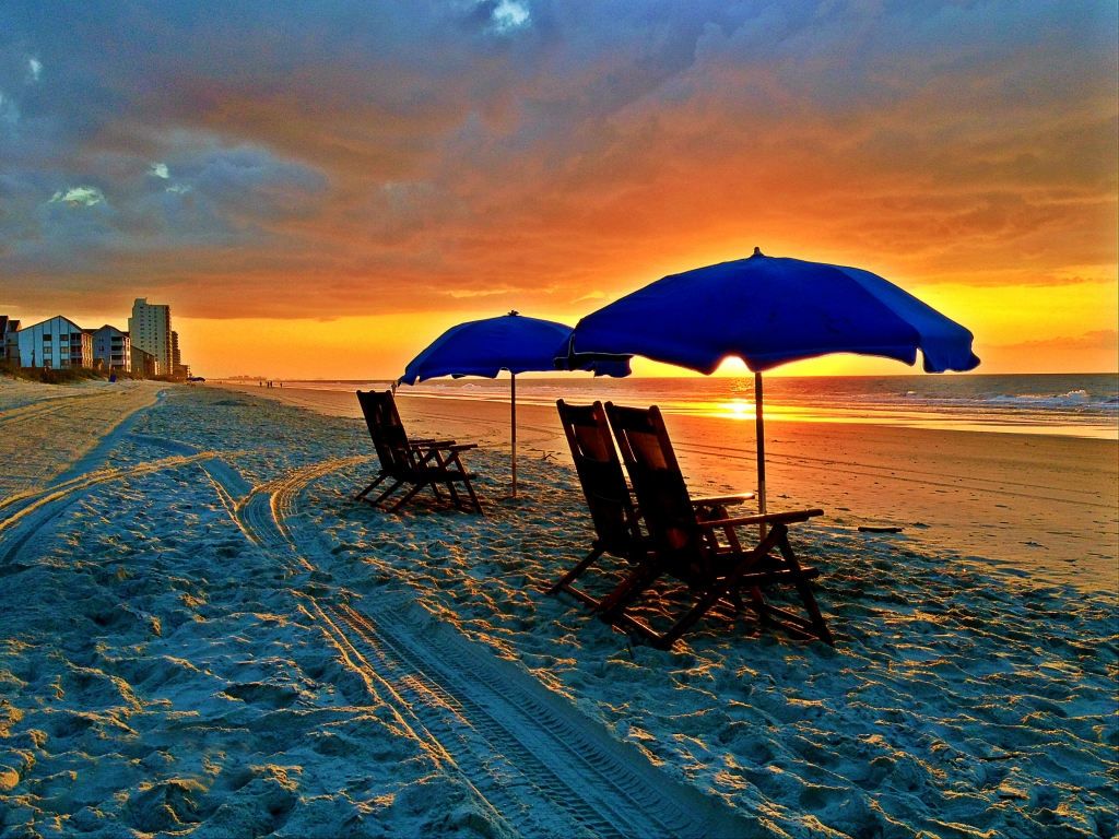 Myrtle Beach Sc Images Of The Grand Strand Magazine Chairs Blue Umbrellas Beach Sunrise Photographer Joey O Connor Where