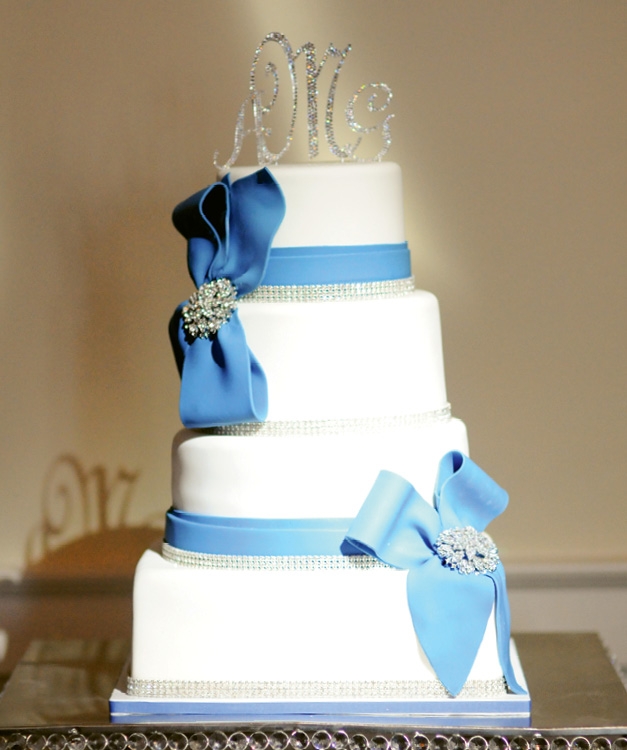 Sparkling Water: Diamonds, silver and a color palette of blue streamed throughout the ceremony and reception.