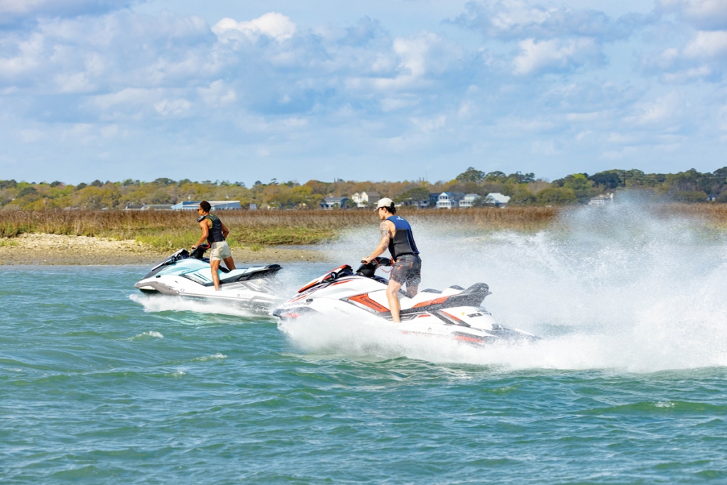 Jet skiing is popular on the ocean, inlets and Intracoastal Waterway.