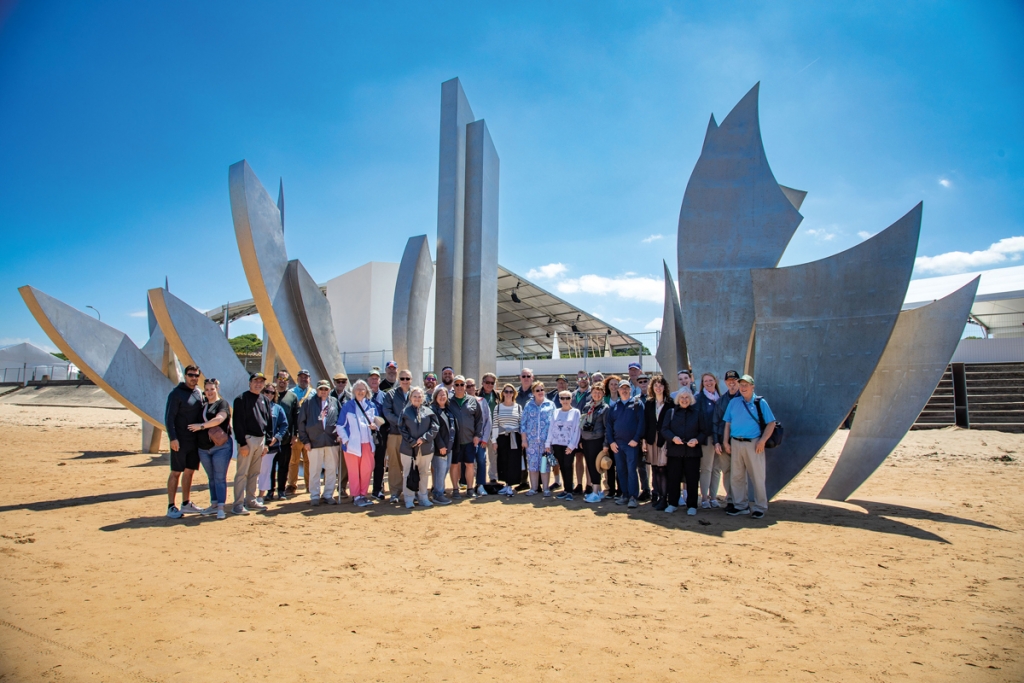 The band visited the United States Memorial on Omaha Beach.