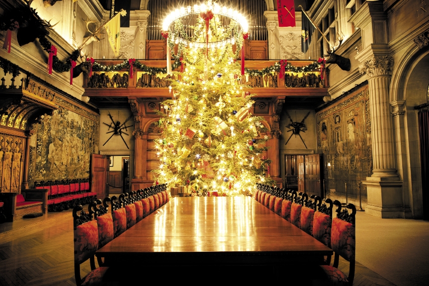 Tree of Lights: A 35-foot live Fraser fir is placed in the Banquet Hall of Biltmore House every holiday season. The tradition of having a tree in this room goes back to 1895 when George Vanderbilt first opened the home to his family and friends.