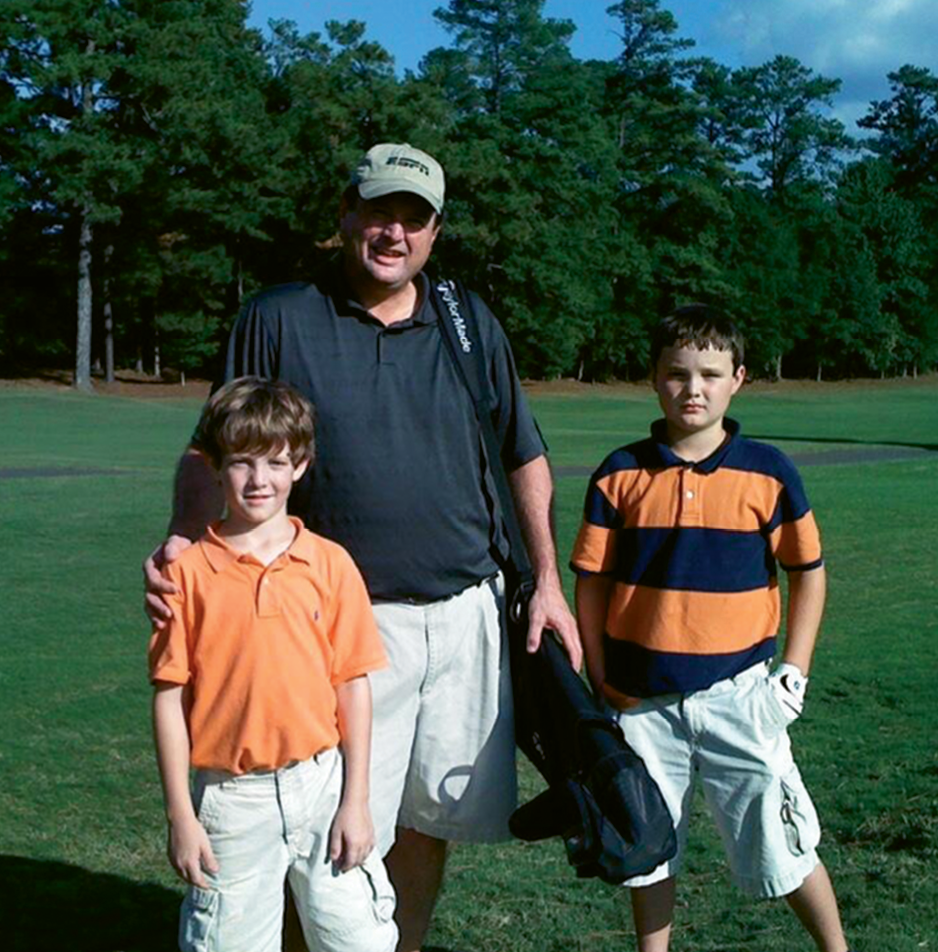 Rymer with sons Hayden and Charlie in 2009 at Athens Country Club in Georgia.