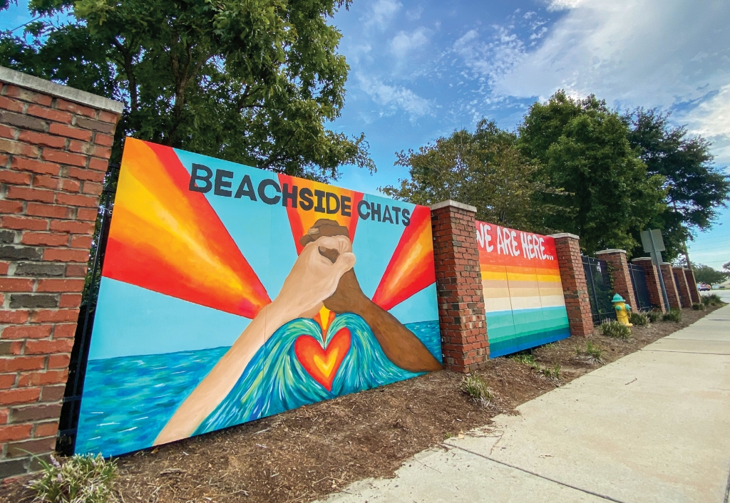 Creating Beauty: A handcrafted mural, completed in July 2020, hangs along Mr. Joe White Avenue in front of the museum.