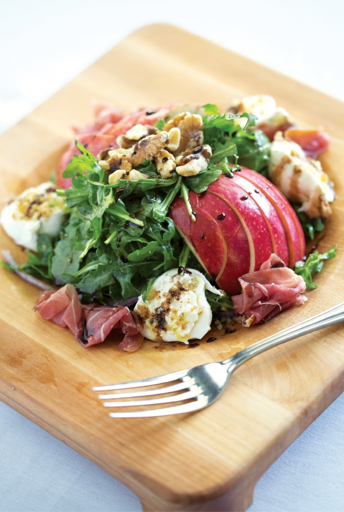 Start with Art: Apps like the Burrata with apples, walnuts and prosciutto are like love at first sight (and bite).