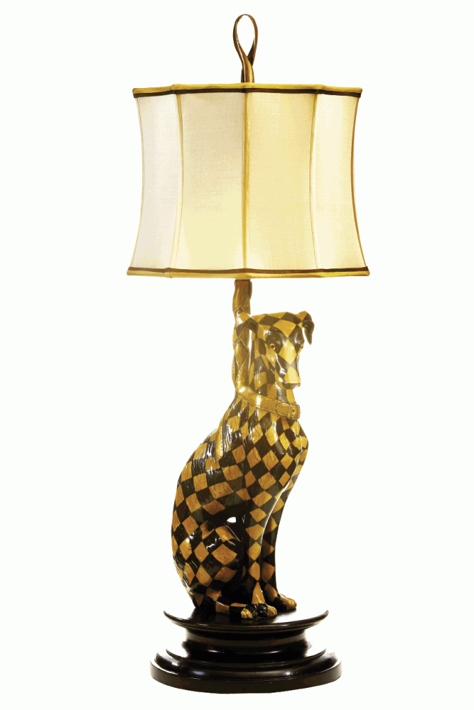 Whippet good  Breathe life into an interior with this exquisitely designed harlequin whippet lamp with an illustriously crafted silk lamp shade.  $1,400. Augustus &amp; Carolina, 822 Front St., Georgetown.  (843) 545-9000