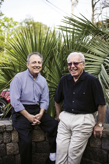 The “Dinos”: Dino Thompson (left) and Dino Drosas are both longtime Myrtle Beach residents and restaurateurs, owning the Flamingo Grill and Cagney’s.
