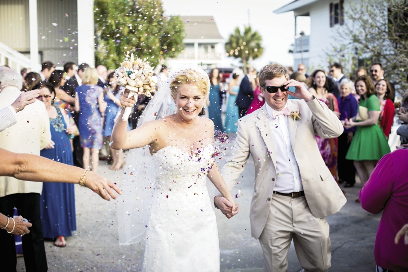 As the couple entered the reception, they were greeted with confetti.