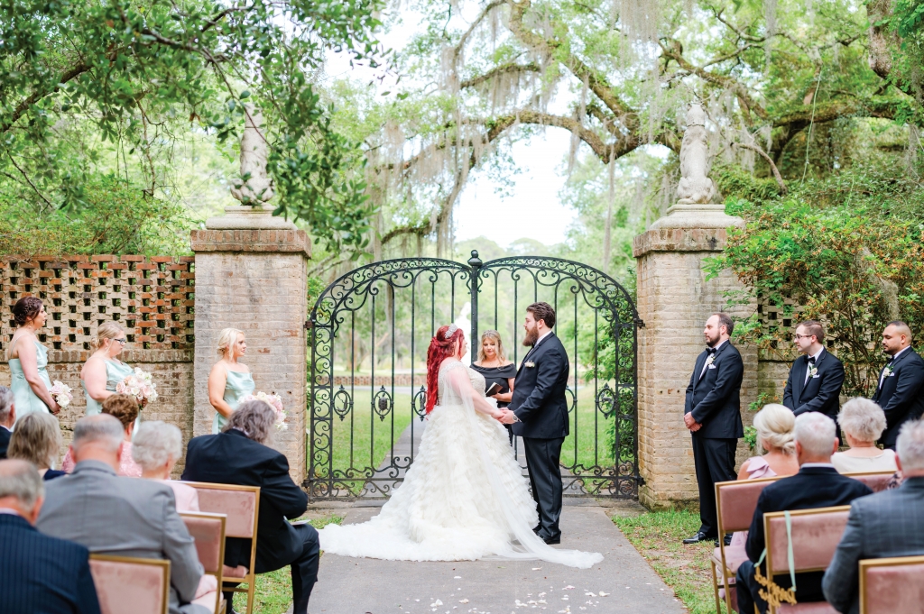 True Romance: Brookgreen Gardens was the backdrop for the wedding&#039;s romantic garden theme.