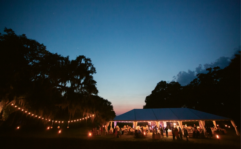 Tears and Twilight: Shannon described the rain that postponed her ceremony as “tears of joy,” and when the skies cleared, the outdoor celebration was stunning.