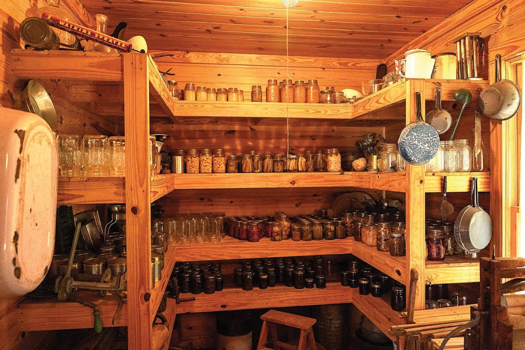 A typical pantry of the era helps gives visitors an idea of food storage.