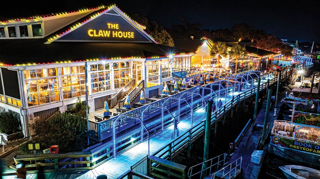 The MarshWalk Wonderland of Lights is presented by the eight restaurants making up the MarshWalk group: Bovine’s, Wahoo’s Fish House, Drunken Jack’s, Creek Ratz, Dead Dog Saloon, The Wicked Tuna, Sloppy Jose’s Cantina and Seafood Grill and The Claw House (pictured).