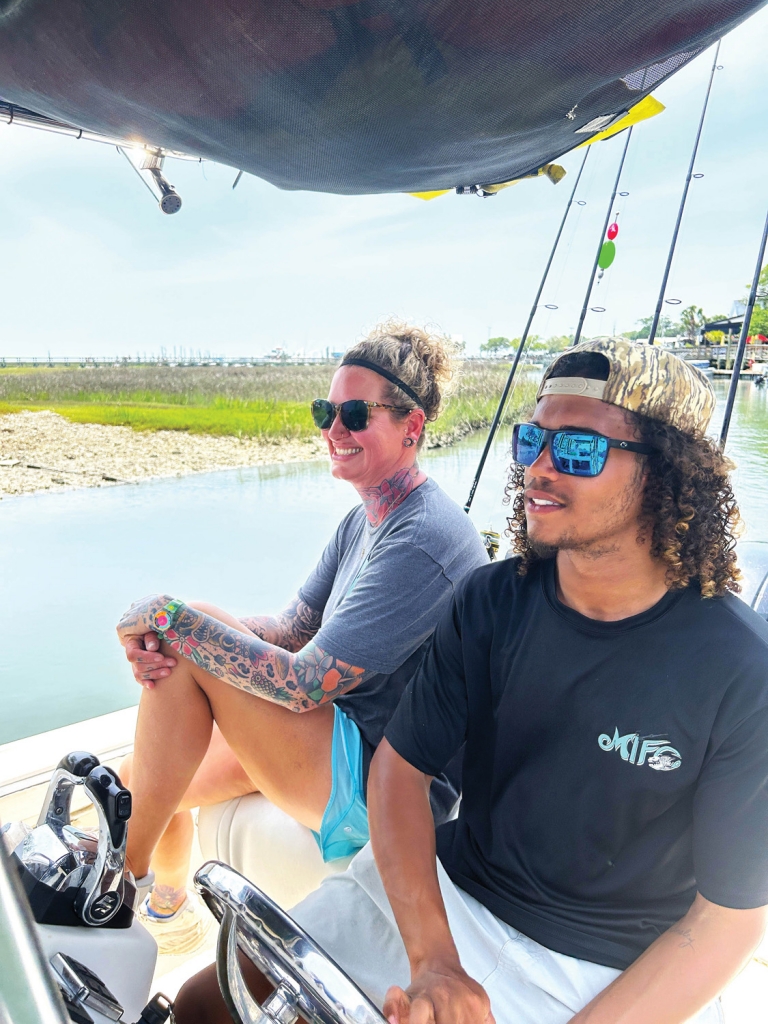 Charter Captain Crystal Coble and First Mate Jaylen Tinsley pilot Reel Salty out of the creeks that edge up to the famed Murrells Inlet Marsh Walk.