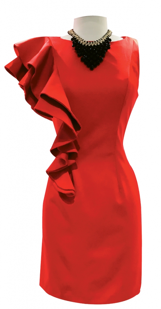 Red Ruffle Romance  Slip on this little red dress by Mac Duggal for a night out on the town. $238. Foxy Lady