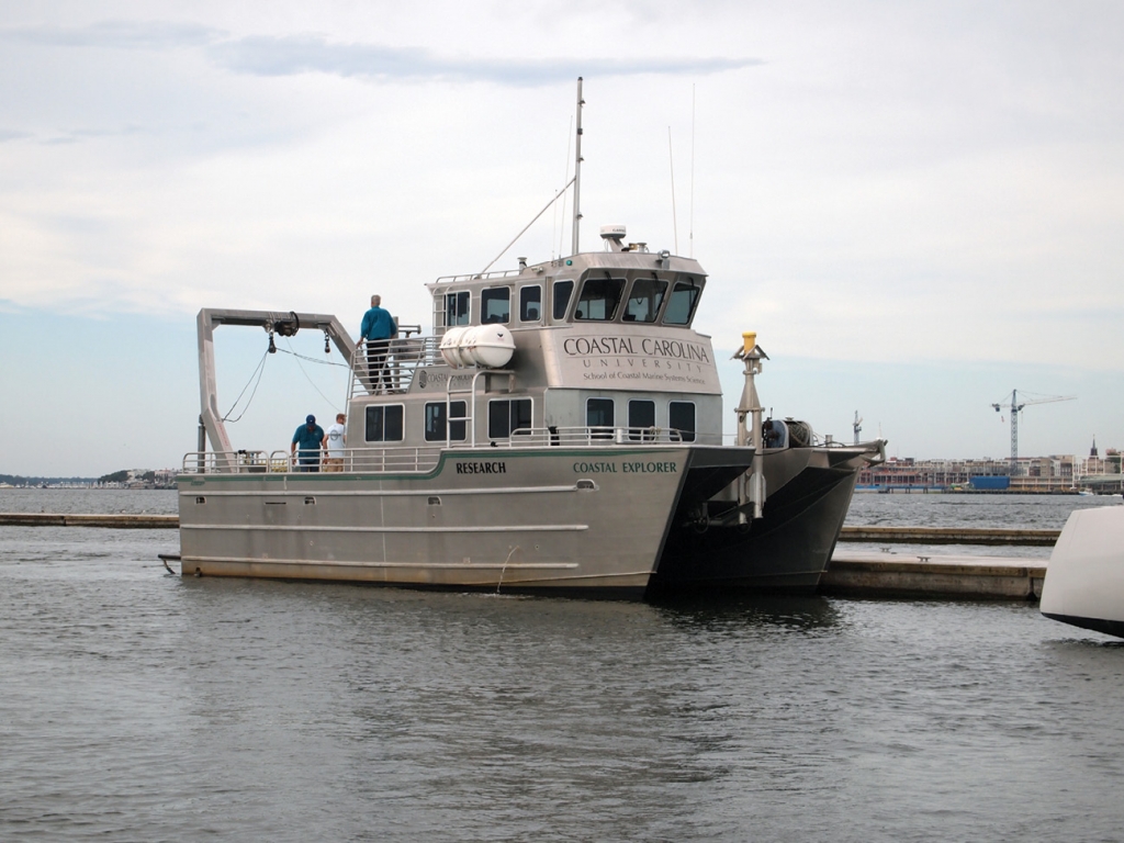 The Coastal Carolina University research vessel, the Coastal Explorer, assisted in the deployment of “Smart Reefs”  last summer.