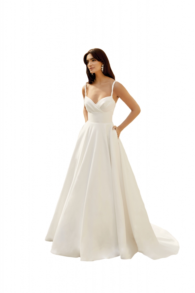 Justin Alexander Sincerity - Mikado A-Line Gown with Sweetheart Neckline and illusion back details on this style 44477 gown. Two Oaks Bridal Boutique, $1,510