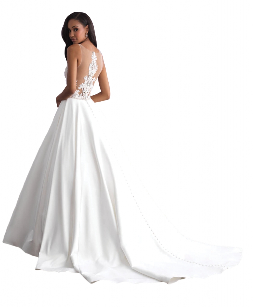 Allure Bridals - Romance Bridal by Allure paired with a dreamy appliqued illusion bodice, this style 3112 ballgown features a soft silk Mikado skirt. Irresistible Elegance, $1,199