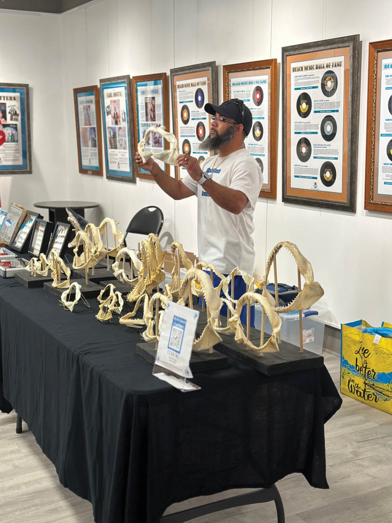 Charles Shelton, Jr. delivers a lecture on shark tooth hunting at the North Myrtle Beach Area Historical Museum,