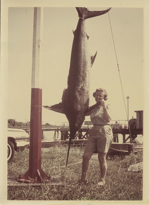 Cappy Fitzgerald at the Esso Dock in Georgetown with South Carolina’s first blue marlin.