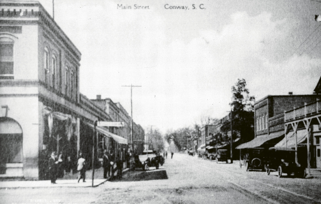 Downtown Conway in the early 1900s from Third Avenue looking north up Main Street.