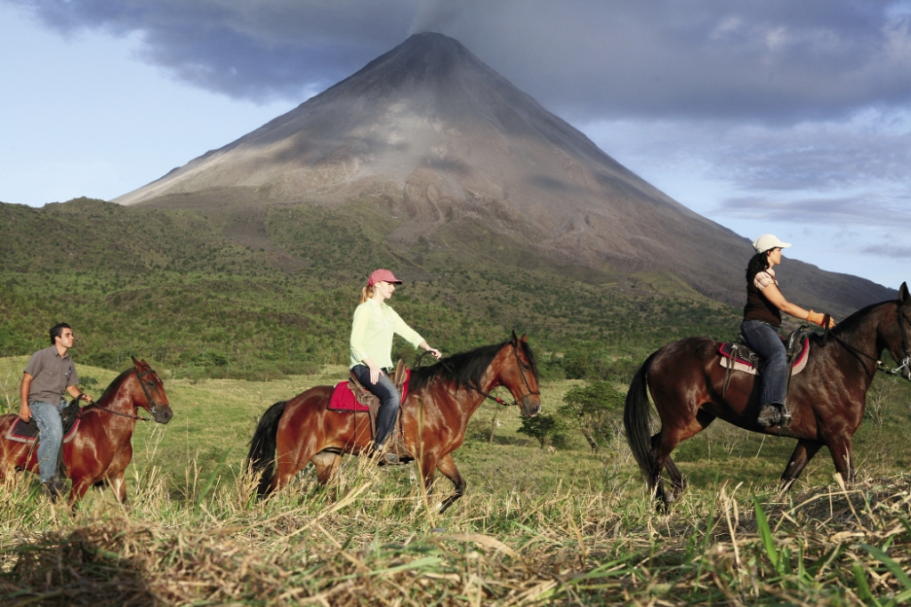 Newman rides the base of Arenal Volcano in Costa Rica.
