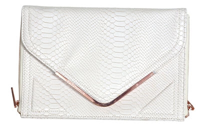 Web Extra: Brighten up your little black dress with this white snake skin envelope clutch from BCBG Generation. $88. Socialite, 3328 U.S. 17, Murrells Inlet. (843) 651-2317