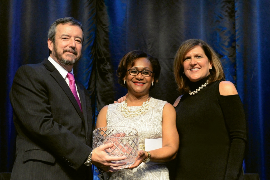 Wyche was honored at the 2017 CCU Celebration of Inspiring Women. She is pictured here with CCU Provost, Dr. Ralph Byington, and CCU First Lady, Terri DeCenzo.