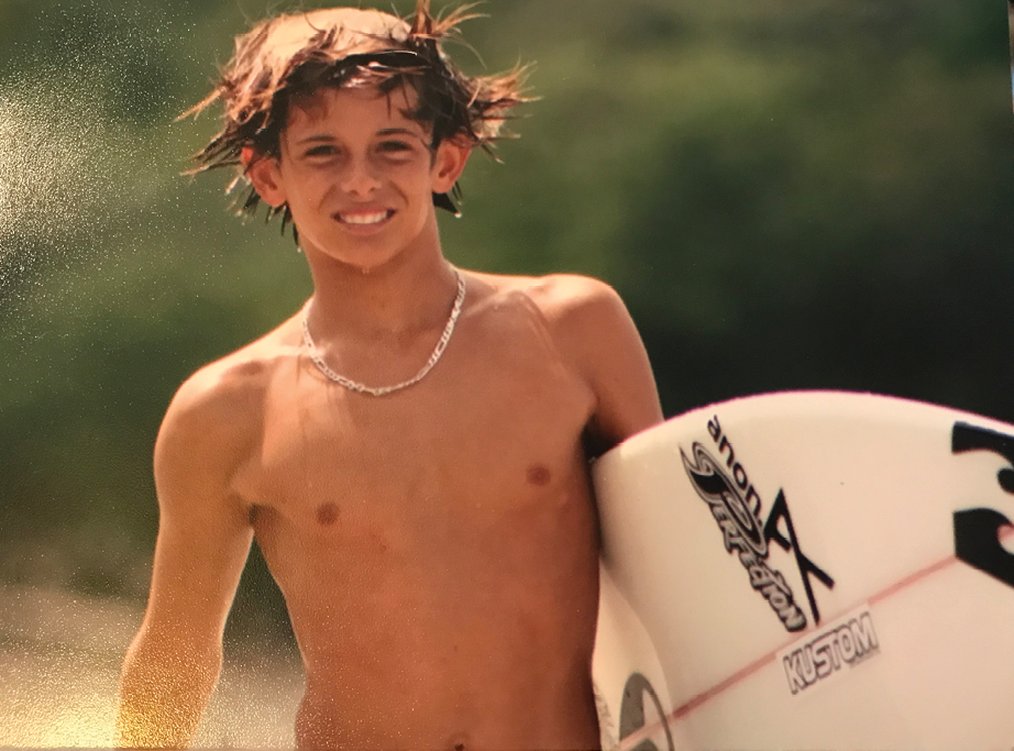 Cam at age 12 always had his feet on a board or on the sands of  the beach.