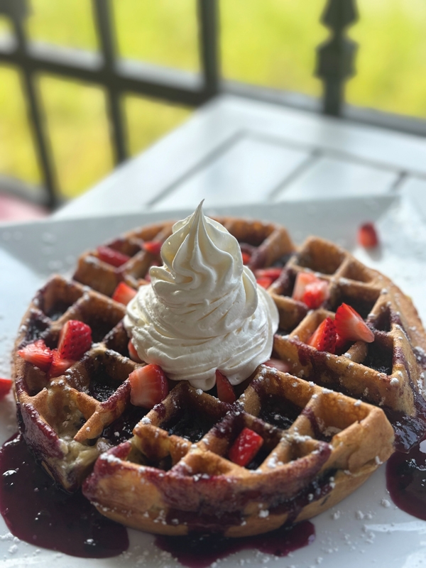 Homemade waffle for breakfast.