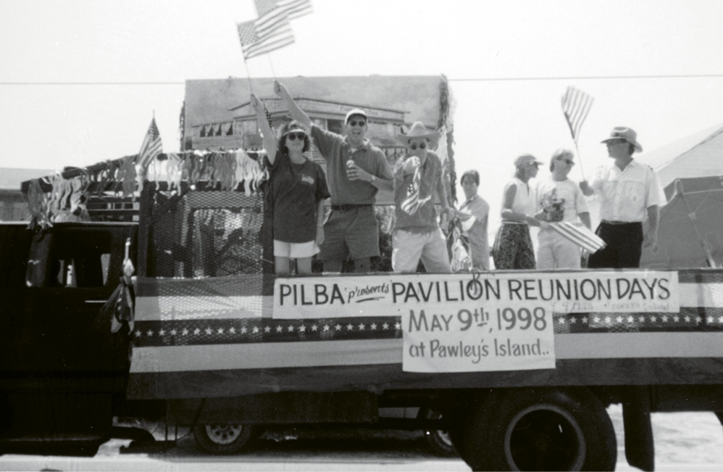 During the annual Pawleys Island Fourth of July Parade in 1997, a sign anticipated the first pavilion reunion, which was to be held in the spring of 1998.