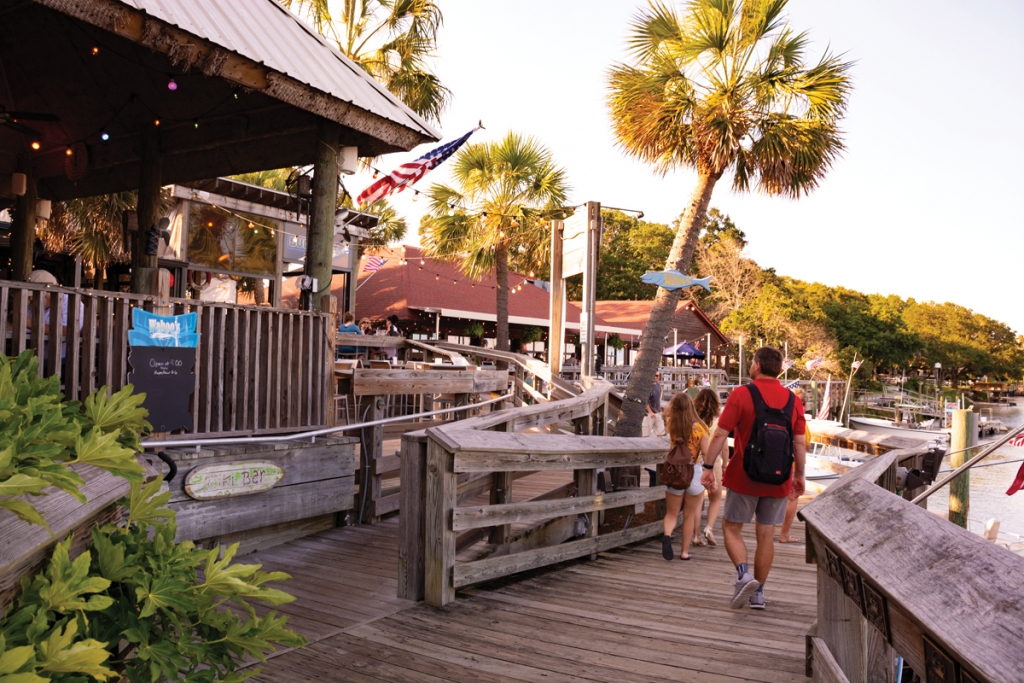 The MarshWalk in Murrells Inlet frequently features live music events.