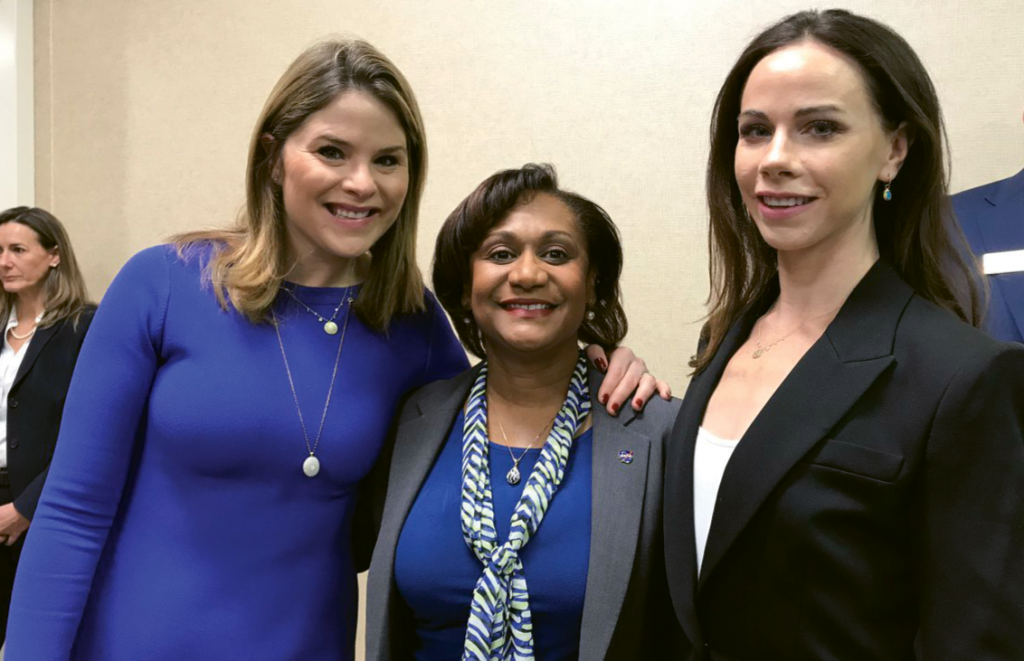 Wyche pictured with Jenna Bush Hager and Barbara Pierce Bush at the 2018 Women’s Leadership Conference.